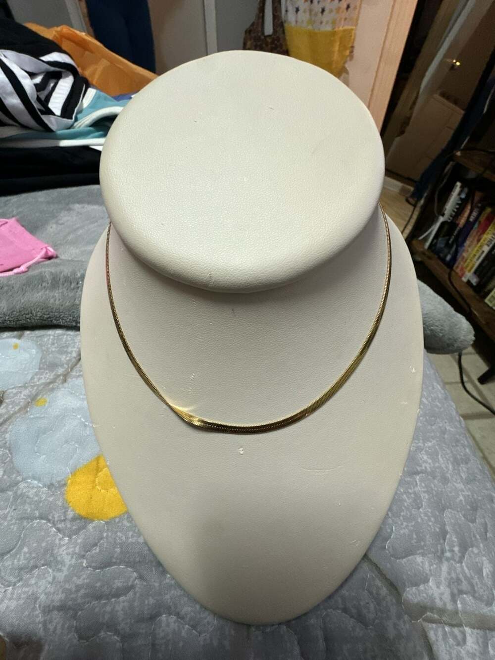 Gold Plated Layered Herringbone Chain Necklace (2 piece)
